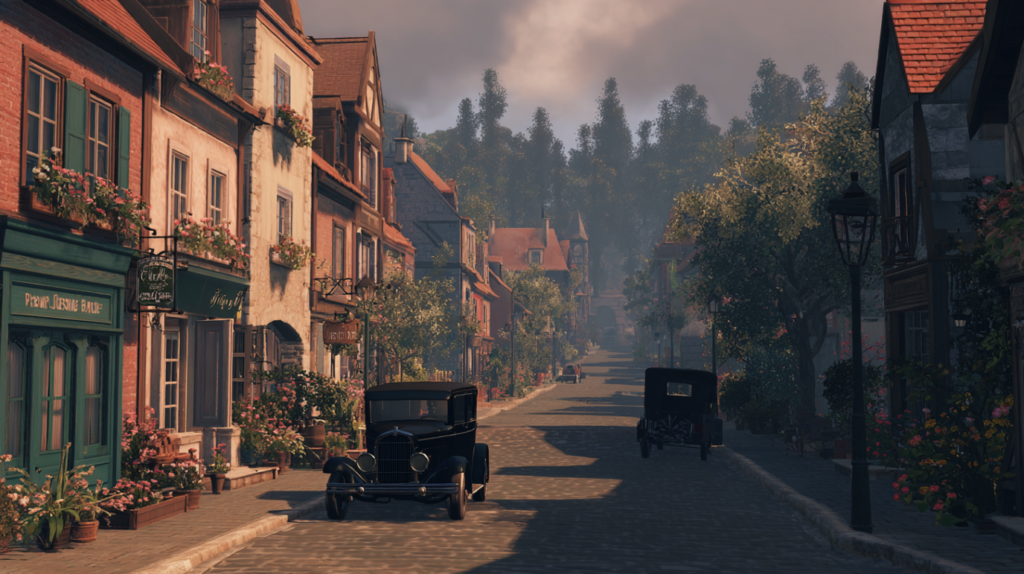 AI image: a French village street in the 1920s