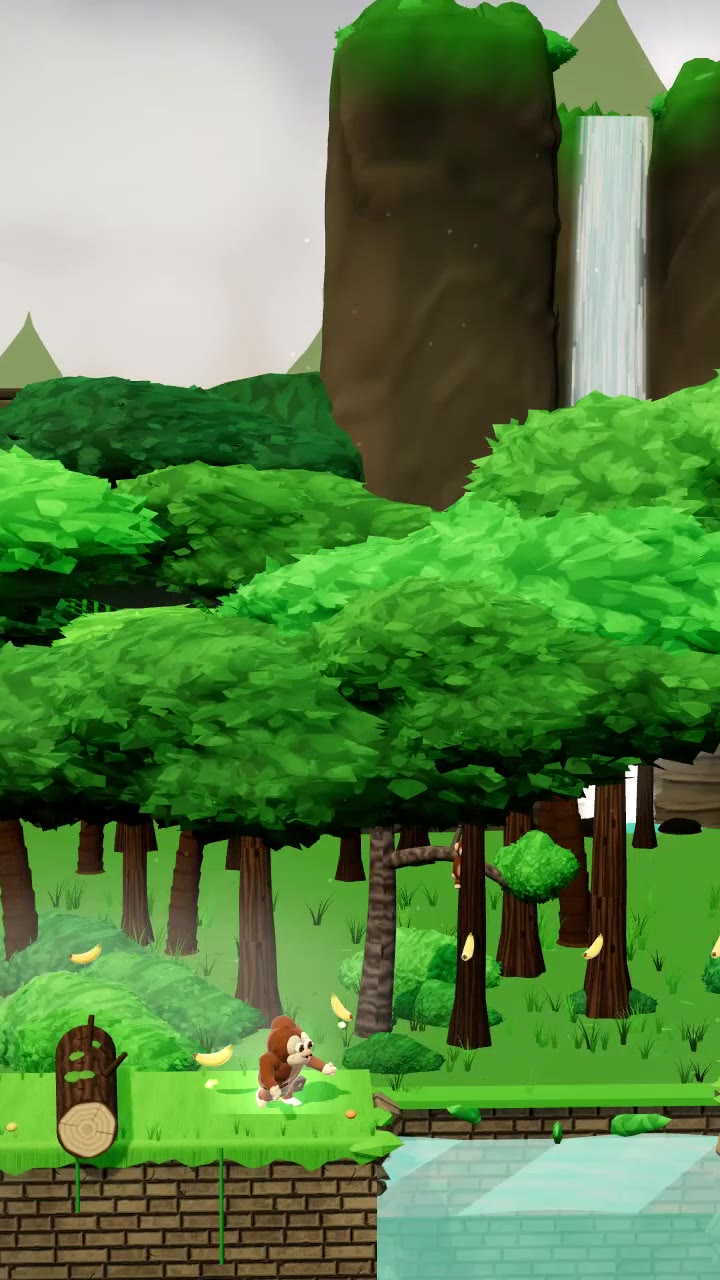 Banana Rush: jungle cliffs and a waterfall